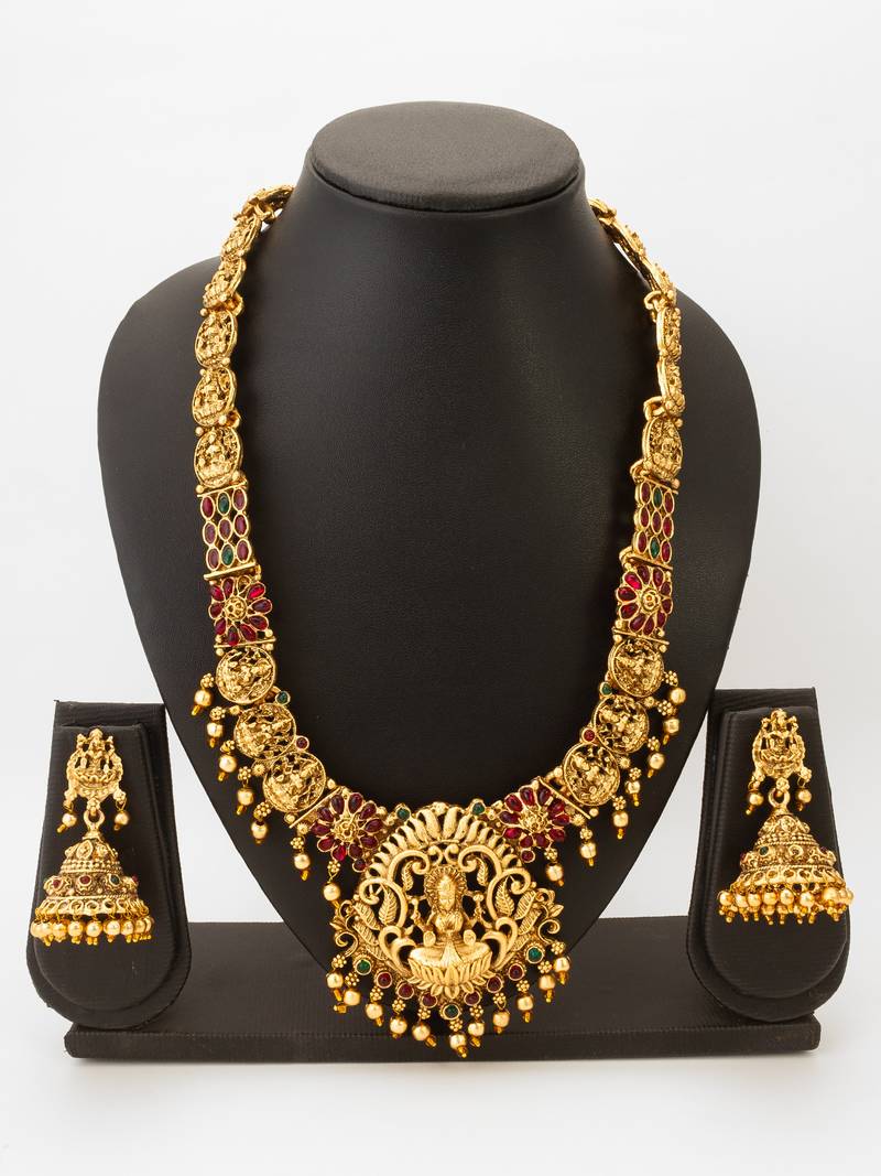 antique gold temple necklace set