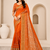 orange tassels on pallu with flower georgette saree