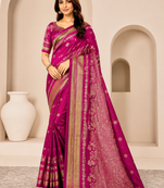 Pink Color Tassels Fumka On Pallu With Flower Veil And Beautiful Zomatri Flower georgettete Saree