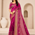 pink tassels on pallu with flower georgette saree