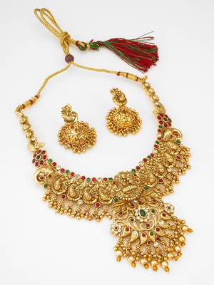 antique gold temple necklace set 2