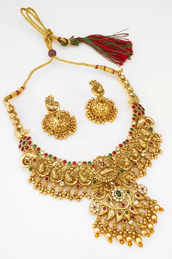 antique gold temple necklace set