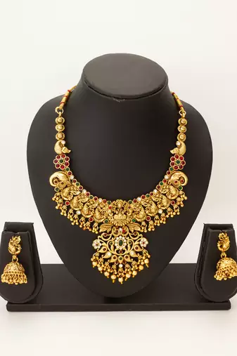 antique gold temple necklace set