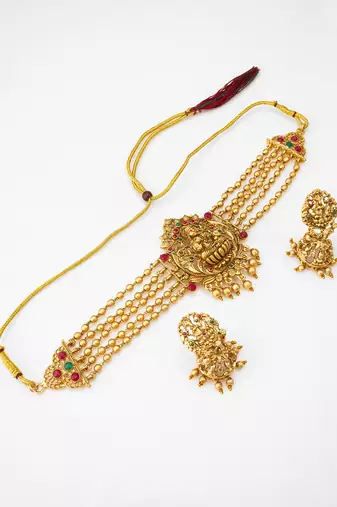 antique gold lakshmi temple set