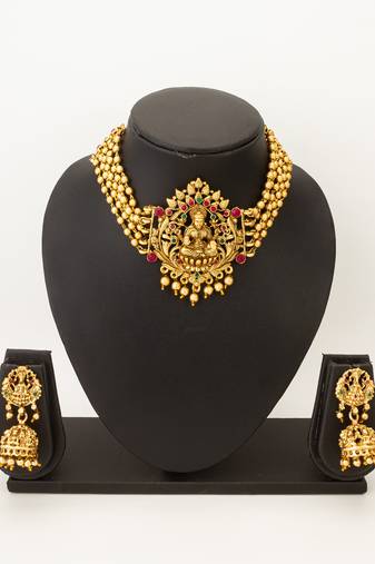 antique gold lakshmi temple set