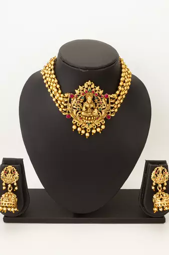 antique gold lakshmi temple set