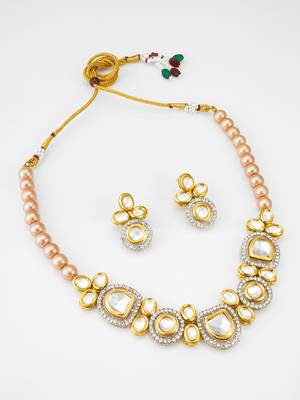 gold tone kundan choker set 2
