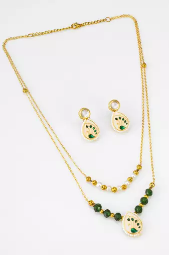 gold tone meenakari necklace set