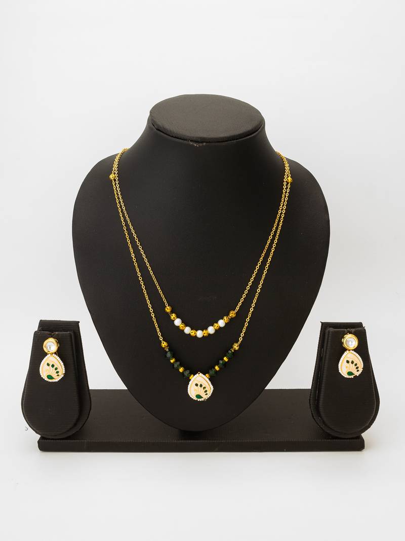 gold tone meenakari necklace set