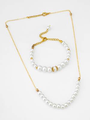 white pearl necklace bracelet set 2