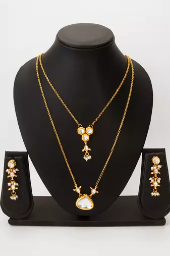 dual layer kundan necklace set