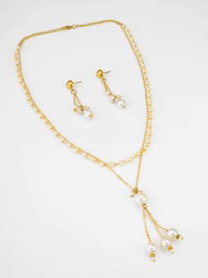 layered white pearl necklace set 2