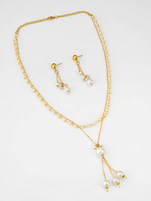 layered white pearl necklace set 3