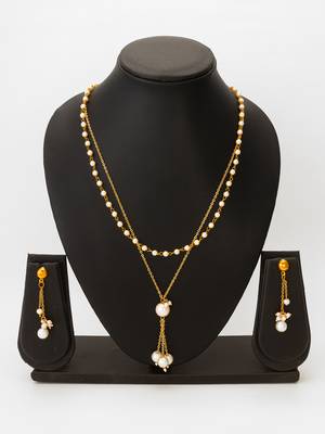 layered white pearl necklace set 1