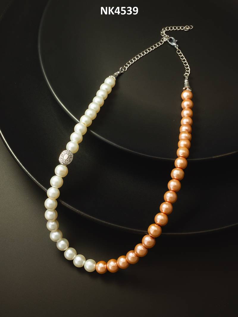 white peach pearl necklace