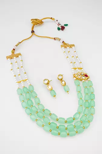 mint green bead necklace set