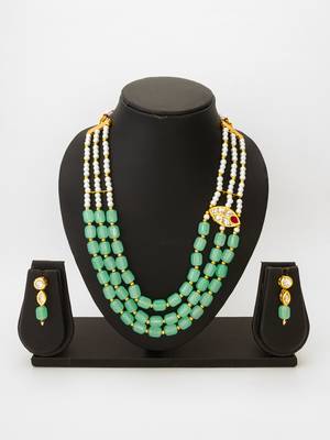 mint green bead necklace set 1