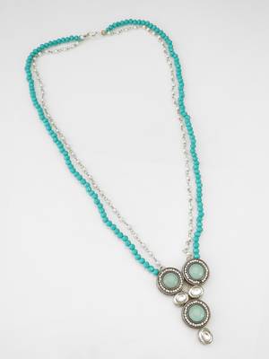 teal crystal double strand necklace 2