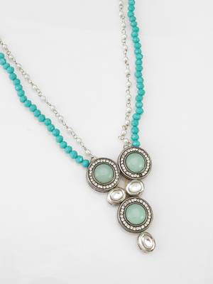 teal crystal double strand necklace 3