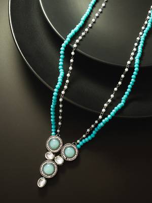 teal crystal double strand necklace 4
