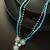 teal crystal double strand necklace
