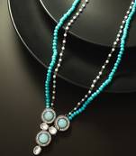 teal crystal double strand necklace