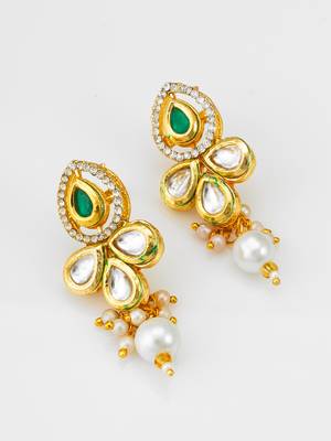 kundan floral pearl necklace set 3