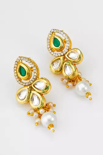 kundan floral pearl necklace set
