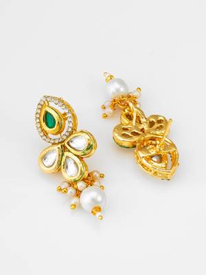 kundan floral pearl necklace set 4