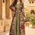 olive printed faux georgette anarkali salwar suit - free size