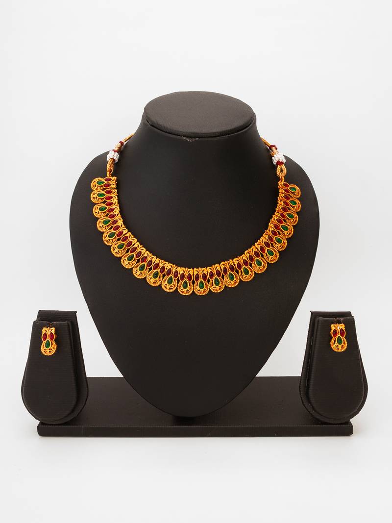 antique gold choker necklace set