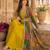yellow printed faux georgette anarkali salwar suit - free size