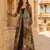 brown printed faux georgette anarkali salwar suit - free size