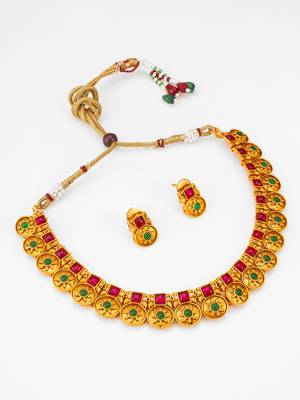 antique gold coin choker set 2