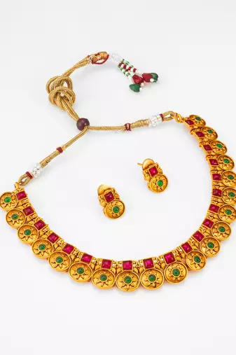 antique gold coin choker set