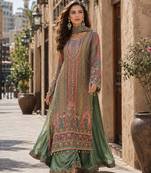 green printed crepe crepe salwar suit - free size
