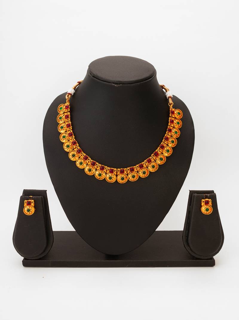 antique gold coin choker set