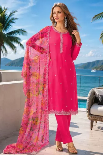 magenta digital print chiffon silk blend salwar suit
