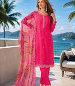 magenta digital print chiffon silk blend salwar suit