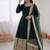 green silk blend anarkali gown with dupatta & bottom
