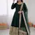 Green roman silk anarkali gown with dupatta & bottom
