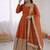 orange silk blend anarkali gown with dupatta & bottom