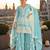 sky blue embroidered silk blend salwar suit - free size
