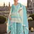 sky blue embroidered silk blend salwar suit - free size