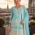 sky blue embroidered silk blend salwar suit - free size