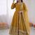yellow silk blend anarkali gown with dupatta & bottom