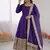 Purple roman silk anarkali gown with dupatta & bottom