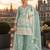 turquoise embroidered silk blend salwar suit - free size