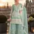 turquoise embroidered silk blend salwar suit - free size