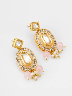 pink beaded kundan choker set 2